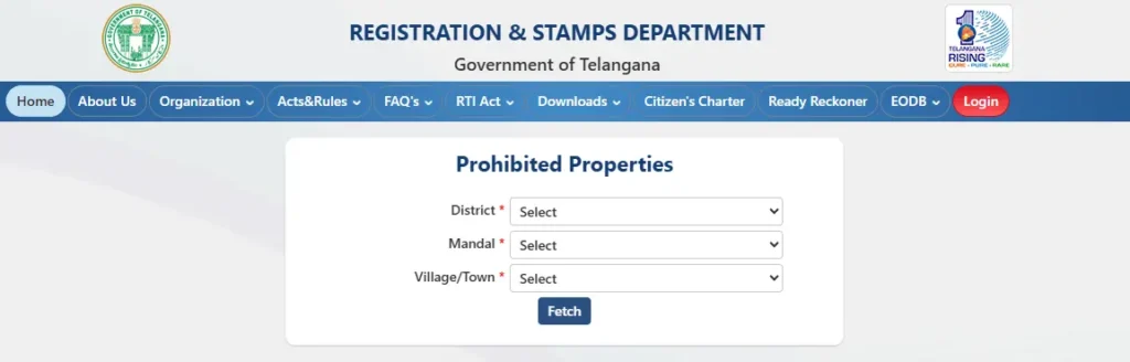 Telangana Prohibited Properties